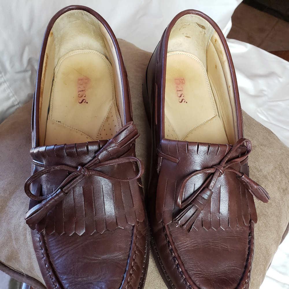 Bass Brown Leather Kiltie Tassel Dress Loafer 12 W